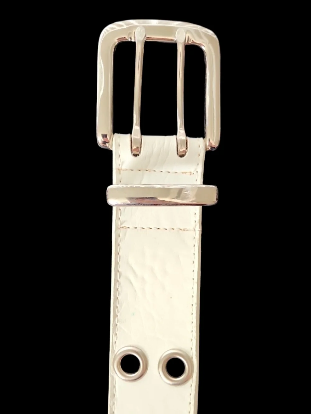 Hot Topic Women's Faux Leather White Double-Row Grommet Studded Belt Size XL